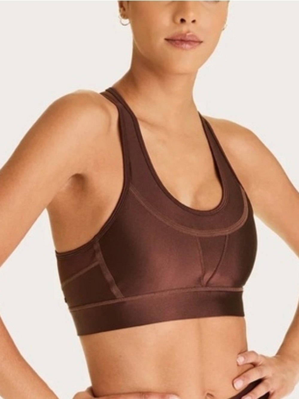 ALALA Surf Shiny Brown Sports Bra Sz L